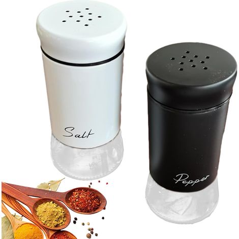 Ensemble de Salière et Poivrière Set d'Assaisonnement Rechargeable De Deux Petit Distributeur d'Assaisonnement Pour Appartement Table à Manger Comptoir Terrasse Petit Déjeuner Pique-nique (1/5)