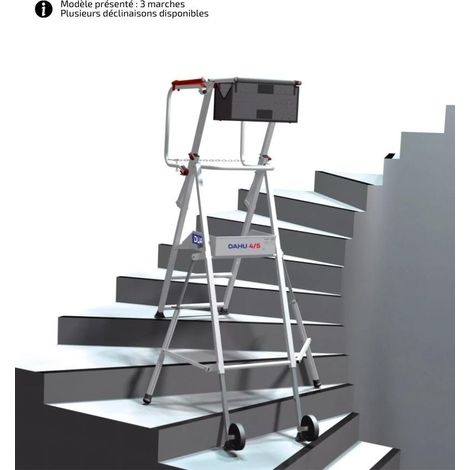 Duarib – Plateforme télescopique alu escaliers – 4 à 6 marches – Hauteur de travail jusqu'à 0,85 m – Antidérapante et réglable