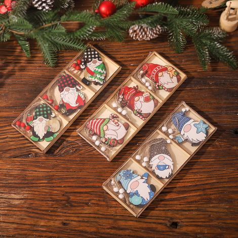 Gnome - Bois - Décoration De Noël - Pendentif Sans Visage - Pour Arbre De Noël Et Intérieur - Lot De 9 (1/5)