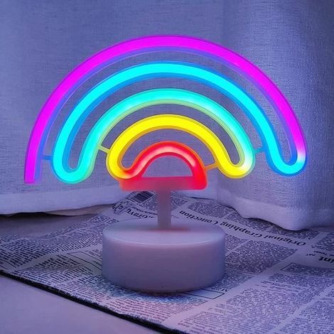 (Arc-en-ciel)Enseigne au néon - Arc-en-ciel - Chambre - Alimentée par USB - Fonctionne sur batterie - Ambiance romantique (1/4)