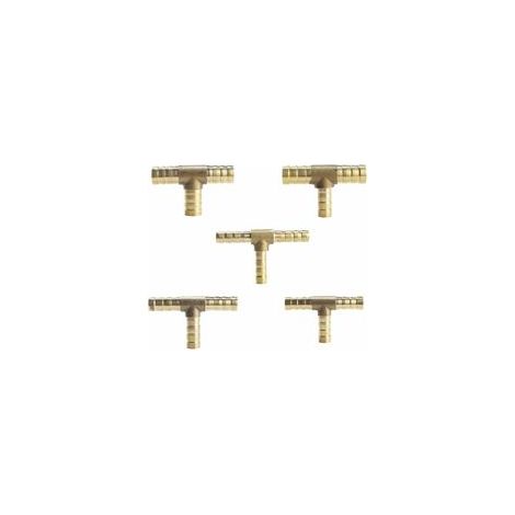 (8mm)5 Pièces Raccord en laiton de tuyau de carburant de manière à 3 voies en T pour tuyau de gaz à air comprimé (1/5)