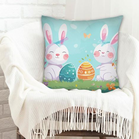 Housse de coussin 45x45 cm en polyester fermeture à glissière pour chambre, salon (1/5)