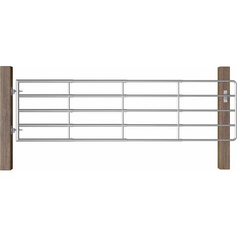 Portillon à 5 barres Acier (115-300)x90 cm Argenté (1/5)