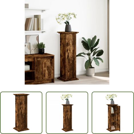 Rangement meuble -  Piédestal avec rangement chêne fumé 31x30x90 cm bois ingénierie (1/5)