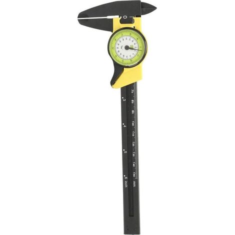 Vernier à Cadran en Plastique de 150 Mm, Peinture à Cliquet Analogique Yctze Vernier Caliper Jauge Outil de Mesure Cadran en Plastique Rapidement (jaune (impérial)) (1/5)