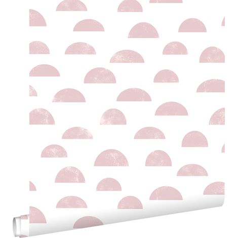 papier peint motif graphique rose  - ESTAhome