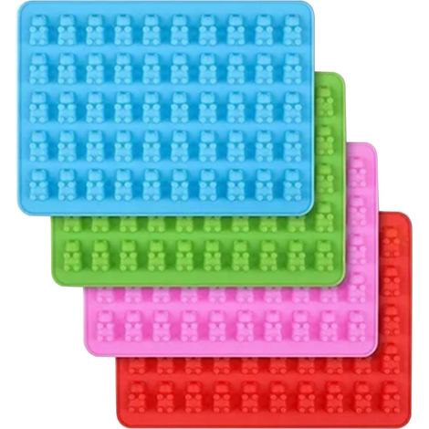 4 Moules en Silicone Oursons Gélifiés Géants 200 Cavités avec Pipettes pour Chocolat, Bonbons et Pâtisserie DIY (1/5)