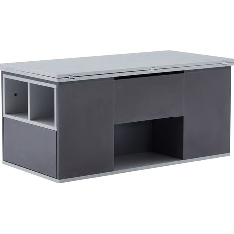 Multifunktionaler Couchtisch, grau, 100 x 51 x 47 cm, mit Stauraum und Schubladen (1/5)