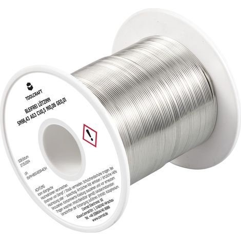 TOOLCRAFT TO-9503328 Lötzinn, bleifrei Spule Sn96,43Ag3Cu0,5Ni0,06Ge0,01 ROL1 100 g 0.7 mm (1/3)