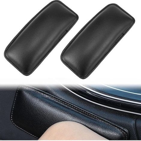 x Cuscinetti per ginocchia autoadesivi per bracciolo portiera auto, in pelle, per console auto, adatti a tutte le auto, colore nero (1/5)