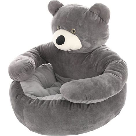 BelleRise - Canapé ours doux pour chiot, panier ours en peluche lavable, tapis en coton pour chat - Diamètre de base de 55 cm convient aux chats pesant jusqu'à 6 kg. (1/3)