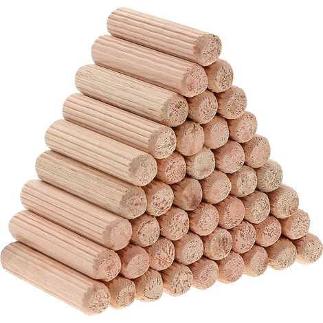 500 Pièces Goujons Chevilles en Bois 8x40mm, Cheville de Meuble, Chevilles Cannelés en Bois, Goujon Bois pour Projets D'artisanat de Meubles et Bricolage (1/5)
