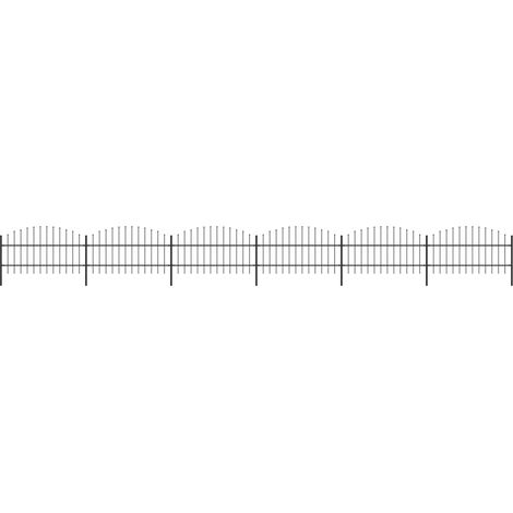 Clôture de jardin,Barrière de jardin,Portail de jardin à dessus en lance Acier (0,75-1)x10,2 m Noir CNENE129546 (1/5)
