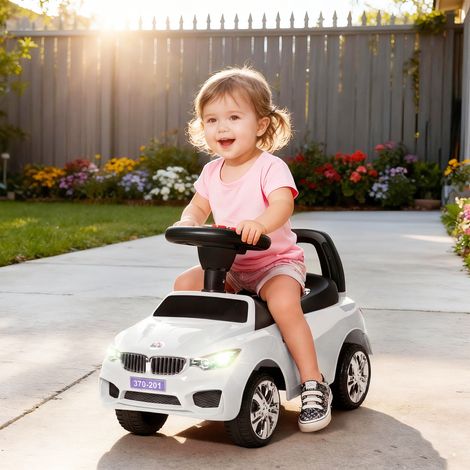 Voiture électrique pour enfants avec volant, phares et musique, 18-36 mois, blanche (1/5)