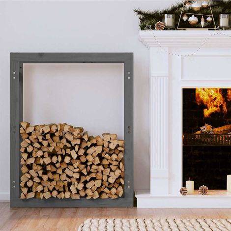 Support pour bois de chauffage Porte-bûches - Abri de stockage pour jardin - Gris 80x25x100 cm Bois de pin BV539127 - BonneVie (1/5)