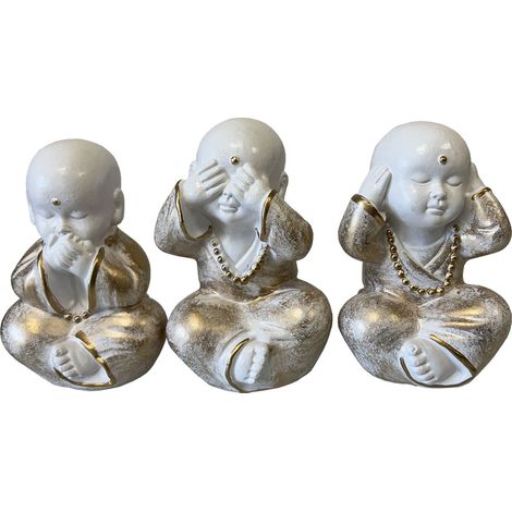 Statues en céramique trio de petits moines bouddhistes (1/2)