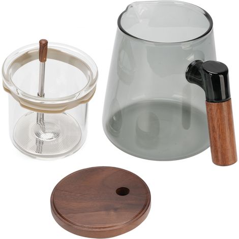 Théière en verre épais, d'une capacité de 750 ml, avec séparateur d'eau et passoire pour filtrer, remuer et verser.
