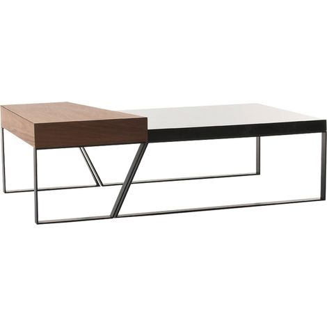Couchtisch Rechteckig Pärumm Schönheit 130x75 cm Nussbaumholz Braun und Schwarz
