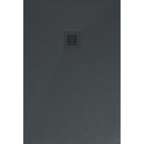 Mineralguss-Duschwanne extra flach SIERRA Schieferoptik Anthrazit 100x100 cm Auslaufschutz in Farbe