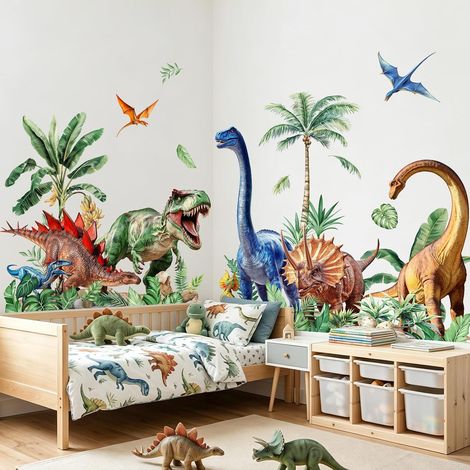 Grand Stickers Muraux Dinasaure Autocollant Mural Dino Palmier (1/5)