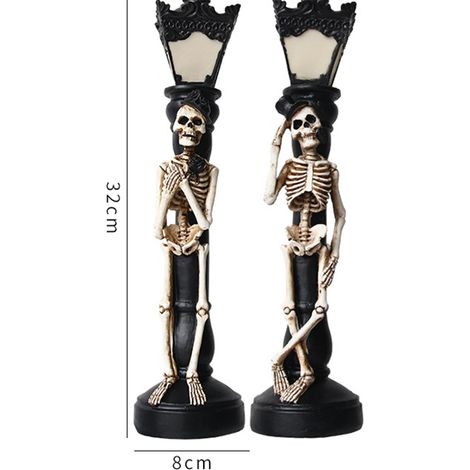 Halloween-Skelettlampe aus Kunstharz, dekorative Leuchte, Halloween-Partylampe, 1 Paar Skelett-Stehlampen (1/5)