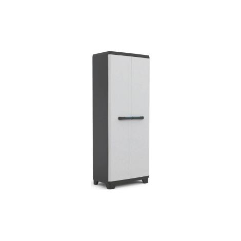 Armoire d'atelier Linear 68 x 39 x 173 cm – 3 étagères réglables – Charge max 10 kg par étagère – Noir et gris – KIS