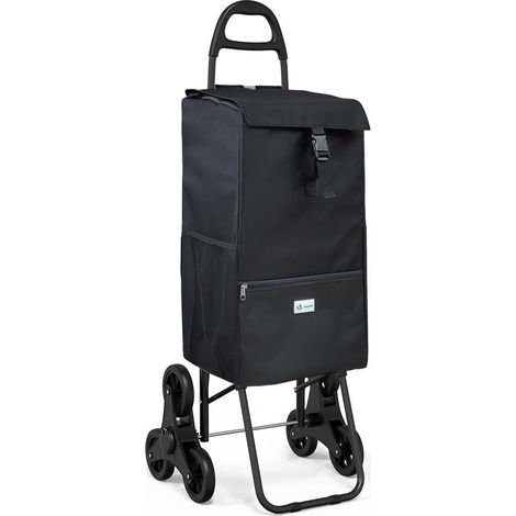 VOUNOT Carrello Spesa Pieghevole con 3 Ruote, 40 L, Nero, con Borsa Termico