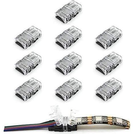 Raccord LED 4 Broches,10PCS 4 PIN Connecteur de Bande LED pour 10mm RGB 5050 Étanche Connecteurs Rapides Attacher L\'Adaptateur Sans Soudure (1/5)
