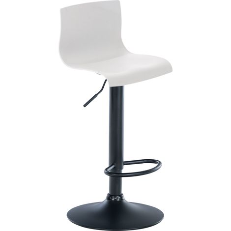 Sgabello da bar x1 con poggiapiedi girevole schienale curvo in plastica bianca e metallo nero 100004932