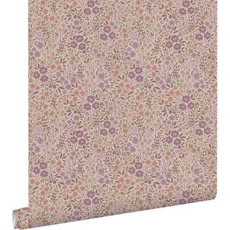 papier peint fleurs mauve violet - ESTAhome