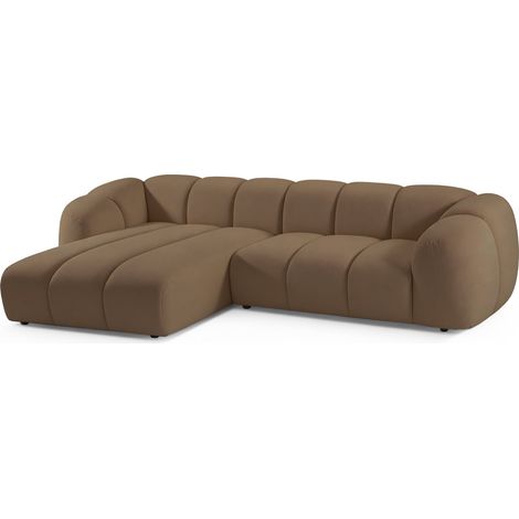 Selsey Millma - Ecksofa L-Form, 3-Sitzer, Samt Hellbraun, 300 cm (1/5)