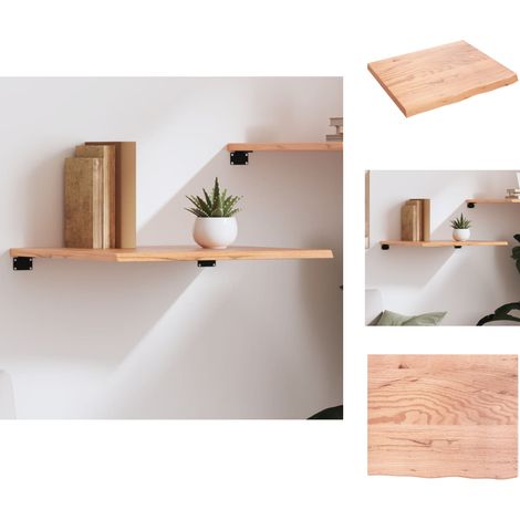 Wandregale - Living Wandregal Hellbraun 60x50x2 cm Massivholz Eiche Behandelt (1/4)