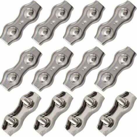 [Serre-câble Duplex] M2 connecteur corde, 12 pièces en acier inoxydable 304, pour câble 1.5mm (1/4)