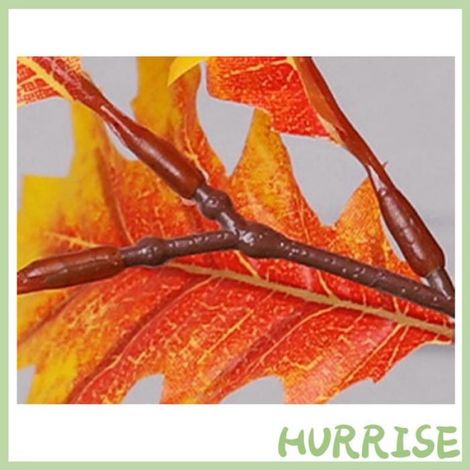 Garosa feuilles de chêne de simulation Feuilles de chêne artificielles, feuilles en tissu de soie, tige de fer linge plante Orange (1/5)