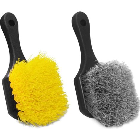 Lot de 2 brosses de nettoyage pour roues et pneus de voiture, brosses de nettoyage pour jantes, outils de nettoyage à poils pour roues de voiture (1/5)