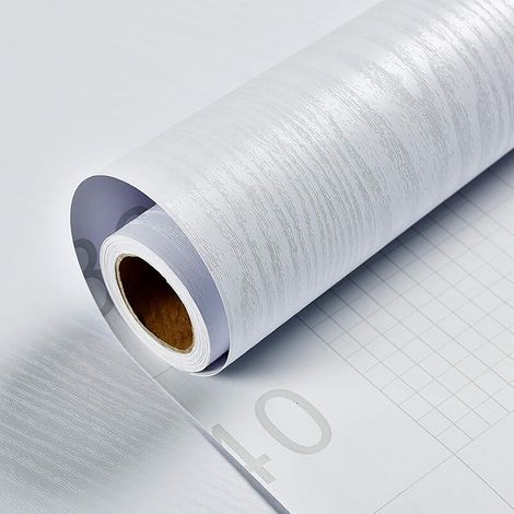 Papier Adhesif pour Meubles Bois Blanc Décoration Papier Peint Imperméable 40X300cm Bureau Armoire Armoire Décorative Meubles Rénovation Stickers Muraux (1/5)