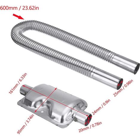 Kit de silencieux d'échappement de 600mm, chauffage à Air Diesel, pour stationnement de voiture, 24mm (1/3)