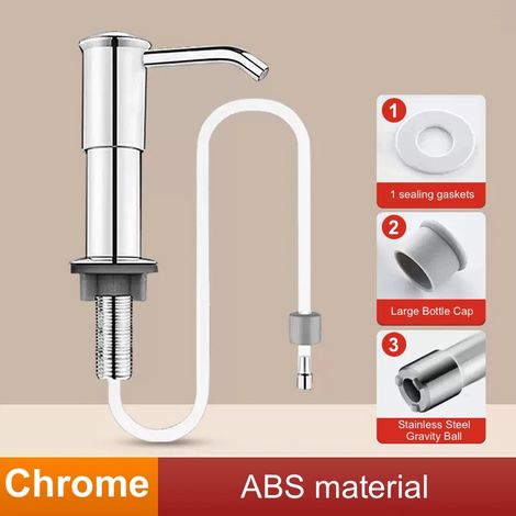 Distributeur de savon (ABS chromé) avec kit de tube d'extension, en acier inoxydable 304, pour évier de cuisine. Accessoire idéal pour les amateurs de savon liquide. (1/5)
