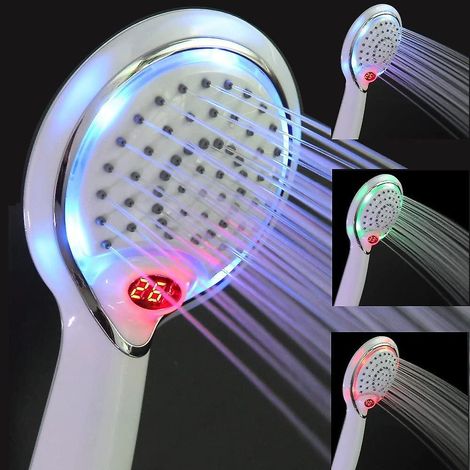 BEBUSINGOTO LED-Duschkopf, LED-Handbrause, Duschkopf mit 3 Farbtemperaturregelung (1/5)