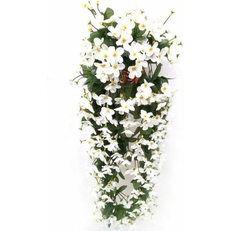 Fleurs artificielles suspendues à 4 pétales, fleurs artificielles suspendues de glycine pour la décoration de la maison de mariage (blanc) (1/3)