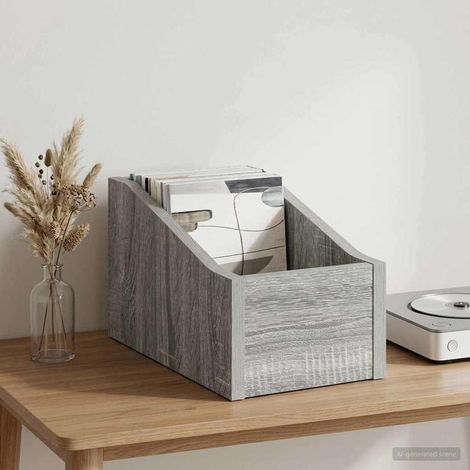 vidaXL LP Record Box Grey Sonoma 18 x 32 x 18 cm Engineered Wood (1/5)