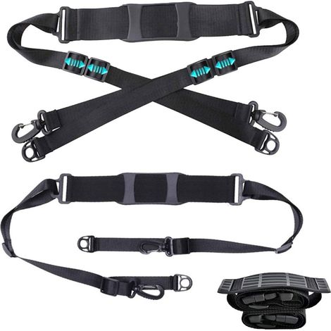 Sangle Transport Trottinette - Bandoulière Ajustable 110-160 cm - Pour Scooter et Vélo d'Équilibre - Nylon Noir - 2 Pièces (1/5)
