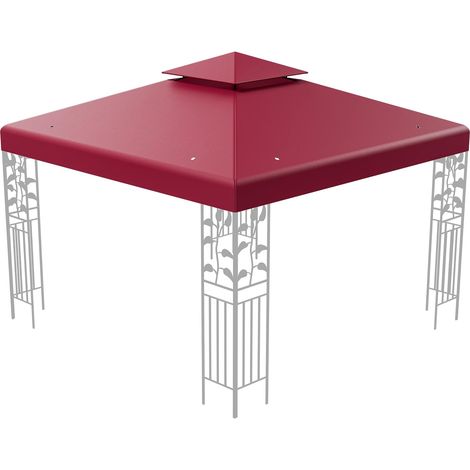 COSTWAY Toldo de Recambio para Cenador de 2 Pisos de 300 cm x 300 cm, Toldo con Hebillas de Aluminio, Ganchos y Cierres de Velcro, Cubierta de Carpa Cuadrada, Cubierta de Pabellón de Poliéster (Vino) (1/5)