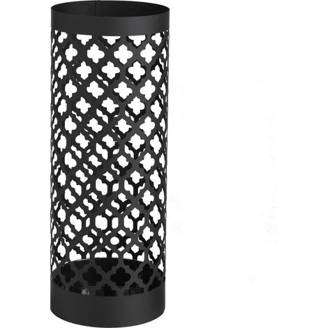 Baroni Home Portaombrelli Design Moderno Porta Ombrelli in Metallo Classic Nero e con 2 Gancini e Vaschetta Scolapioggia Rimovibile 19X19X49 cm (Nero) (1/5)