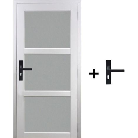 Bloc de puerta Kenya Blanco Vidrio H204 x L73 cm Marco de cuadro P. derecha, manilla GD MENUISERIES (1/5)