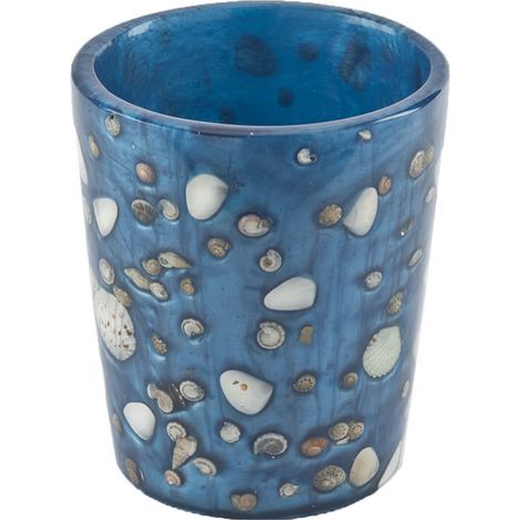 Bicchiere porta spazzolini Cipì Antille azzurro perla con inserti conchiglie