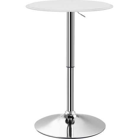 Table de bar à hauteur réglable, base pivotante à 360°, base ronde, table haute pour cuisine/salle à manger, Ø63 x 67-93 cm, blanche (1/5)