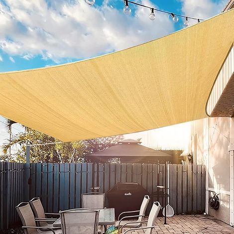 Rectangular shade sail 3 x 4 m, 95% Anti-UV Protection, Breathable HDPE for Garden, Balcony, Terrace, Outdoor Activities - Sand Color (1/5)