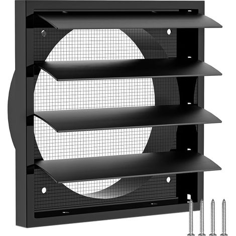 Grille d'aération verrouillable 150 mm - 175 mm x 175 mm - Avec lamelles mobiles - Store vénitien et moustiquaire - Grille de finition ABS pour garage, salle de bain, cuisine, murs extérieurs (1/5)