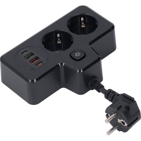 Multiprise plate USB-C à 2 broches, rallonge courte, chargeur de bureau 3250 W QC3.0 PD20 W double charge rapide (1/5)